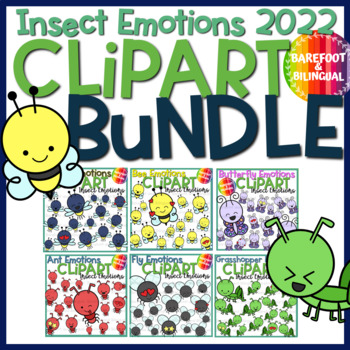 Preview of Insects Emotion Clipart Bundle - Cute Bug Feelings SEL Clipart - Bugs & Insects
