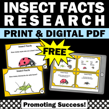 Preview of Free All About Insects and Bugs Task Cards Spring Science Digital Activities