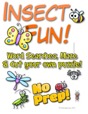 Insect Fun! Word Searches, Maze & Puzzle