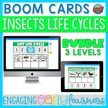 Preview of Insect Life Cycles Activity | Boom Cards™ Bundle