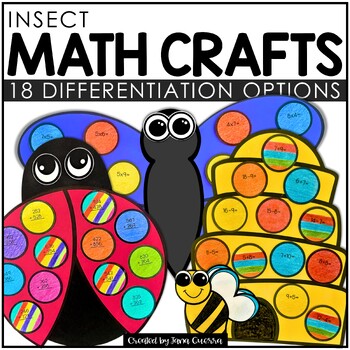 Preview of Insect Math Crafts | Ladybug & Bumble Bee Spring Math Coloring Activities