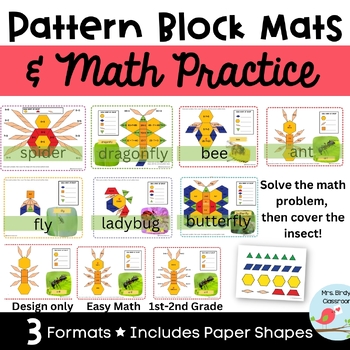 Preview of Insect Pattern Block Mats With Bonus Math Equations