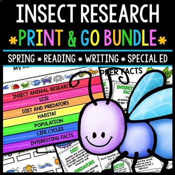 Preview of Insect Research - Print & Go Bundle - Special Education - Reading - Spring