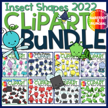 Preview of Insects 2D Shapes Clipart Bundle - Cute Bug Shape Clipart