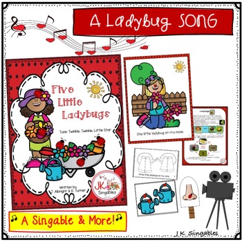 Preview of Insect Song for Pre-K and Kindergarten - Five Little Ladybugs