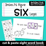 Insect Theme Emergent Reader for Sight Word SIX: "Insects 