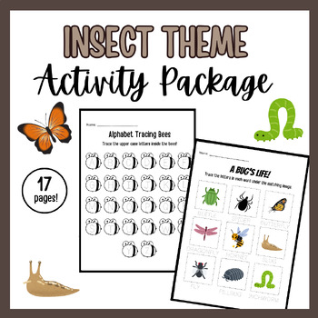 Preview of Insect Theme Printable Activity Package- Perfect For Spring!