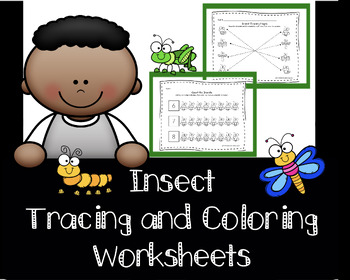 Preview of Insect Tracing and Coloring Worksheets