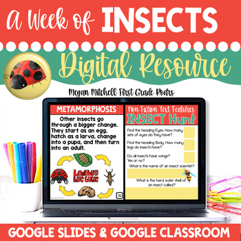 Preview of Insect Unit Nonfiction Informational Text Google Classroom Google Slides