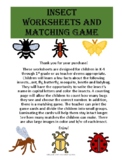 Insect Worksheets - Write, Count, Color, Matching Game