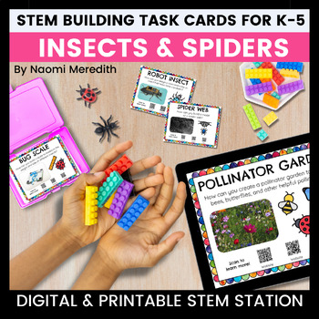 Preview of Insect and Spider STEM Task Cards, Engineer and Build with Makerspace Supplies