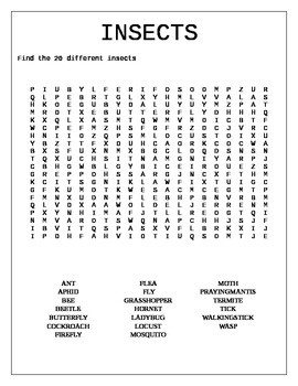 Preview of Insect word search