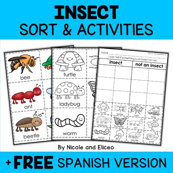 Preview of Bugs and Insects Sort Activities + FREE Spanish Version