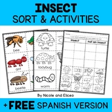 Bugs and Insects Sort Activities + FREE Spanish Version