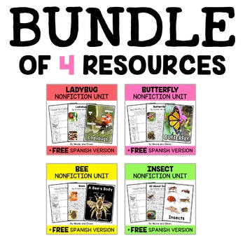 Preview of Insect Nonfiction Units Bundle + FREE Spanish