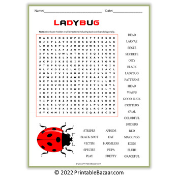 Insects 7 Word Search Puzzles - NOPREP PRINTABLE ACTIVITIES WORKSHEET