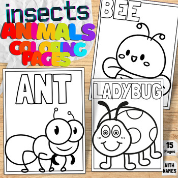 Preview of Insects Animal Labels Printable Coloring Pages | Forest & Jungle Coloring Book