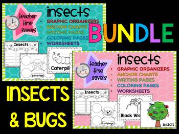 Preview of Insects BUNDLE : Graphic Organizers, Anchor Charts, Worksheets, Posters