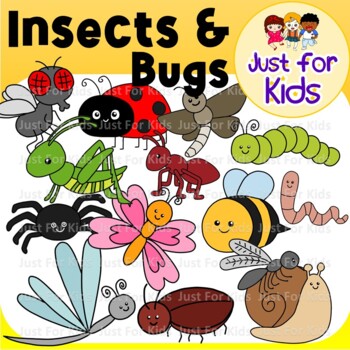 Preview of Insects & Bugs Clipart By Just For Kids．28pcs + Border inside!!