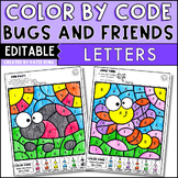 Insects, Bugs and Friends Color by Letter Color by Code Editable