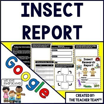 Preview of Insects | Bugs and Insects Research Report | Google Classroom | Google Slides