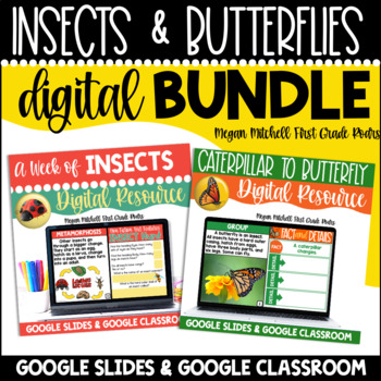 Preview of Insects & Butterflies Nonfiction Informational Text Bundle Google Slides