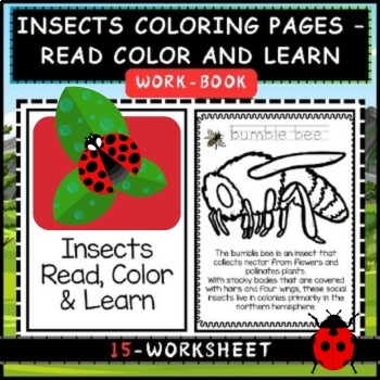 Preview of Insects Coloring Pages For Kids – Read Color And Learn