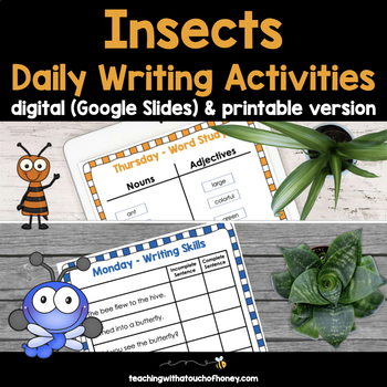 Preview of Insects Daily Writing Activities BUNDLE (Digital and PDF) Distance Learning