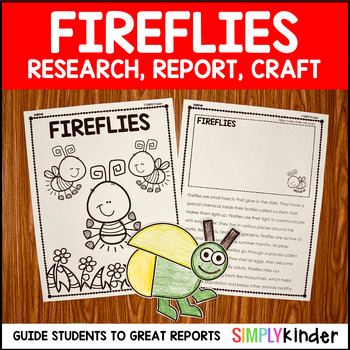 Preview of Bug & Insect Free Firefly Research Report & Craft for Kindergarten