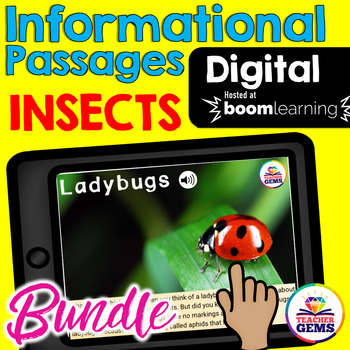 Preview of Insects Informational Passages Boom Cards™ Distance Learning Bundle
