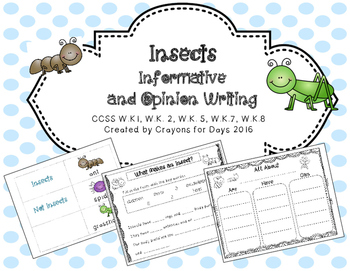 Preview of Insects Informative and Opinion Writing Unit