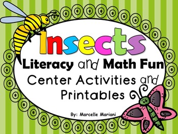 Preview of Insects, Literacy and Math Fun-Center Games and NO PREP Printables