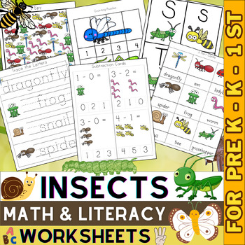 Preview of Insects Math and Literacy  Worksheets and Activities | Spring Insect Activities