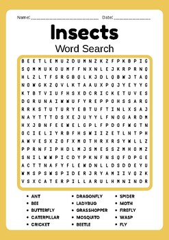 Insects No Prep Word Search puzzle Worksheet by It is All Relative to ...