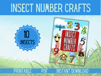 Preview of Insects Number Craft, Spring Colouring Worksheets, Insect Colouring