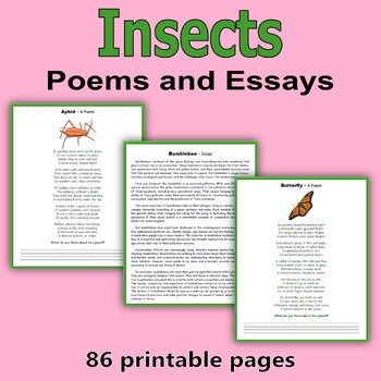 Preview of Insects - Poems and Essays (Oral Fluency)