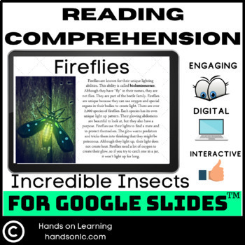 Preview of Insects Reading Comprehension for Google Slides