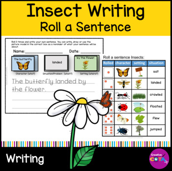 Preview of Occupational Therapy Insects Roll a Sentence or Story Starters Writing Centers