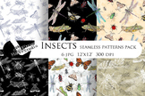 Insects Seamless Patterns Set