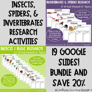 Preview of Insects, Spiders, & Invertebrates Research- 19 Digital or Printable Sheets