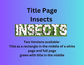Preview of Insects Title for Bulletin Board, Class Book