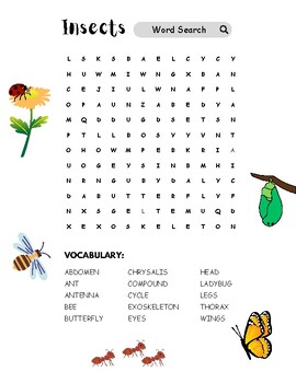 Insects Word Search by The Studious STEMist | TPT