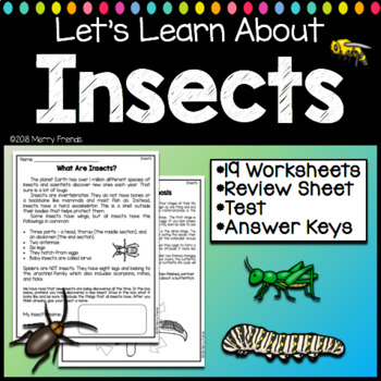 Insects Worksheets And Activities With Test And Answer Keys By Merry 
