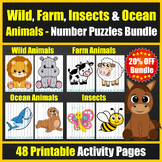 Insects, Zoo, Farm & Ocean Animals Number Order Puzzles - 