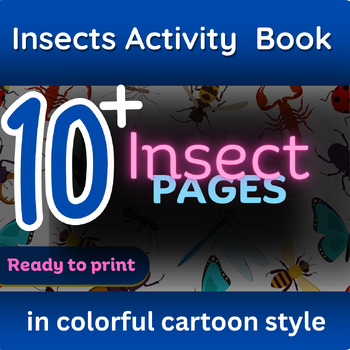 Preview of Insects activity  book in colorful cartoon style