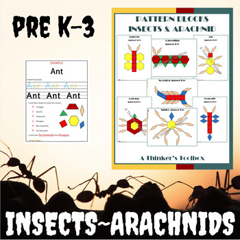 Preview of Insects and Arachnid Pattern Block Mat Printables & Worksheets