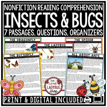 Preview of Insects and Bugs April Spring Reading Comprehension Passages 3rd 4th Grade