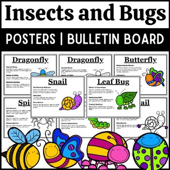 Preview of Insects and Bugs posters | bulletin board | spring Classroom Decor