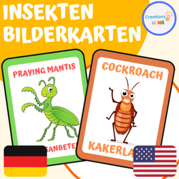 Preview of Insects in German & English , Insekten Bildkarten