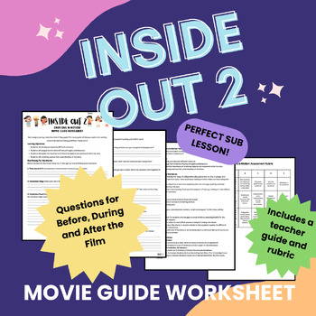 Preview of Inside Out 2 Movie Guide Worksheet and Teacher Guide